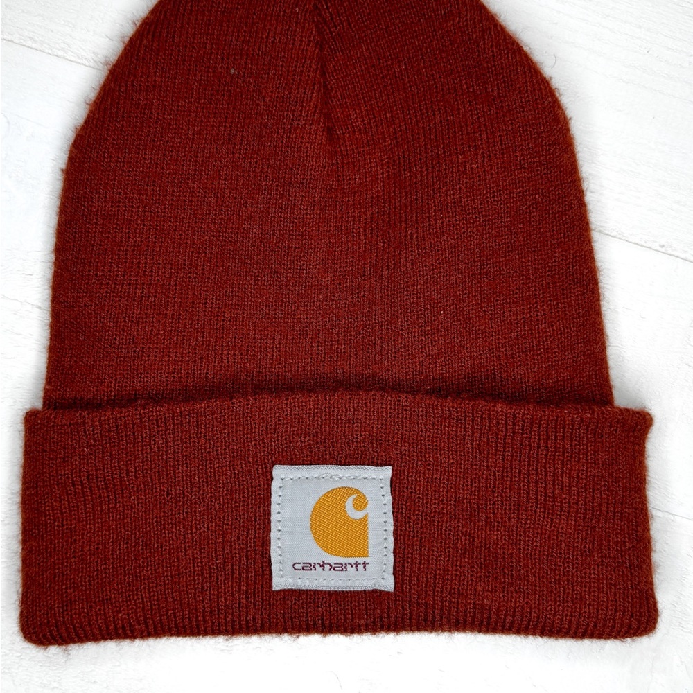 🧡 Carhartt Knit Cuffed Beanie – Rust / Burnt Orange – Classic Logo Patch
